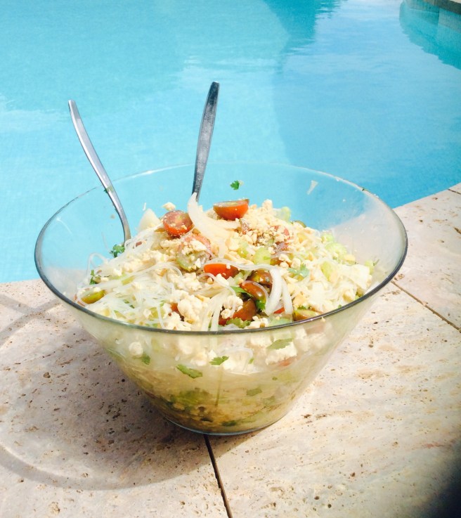 Spicy chicken noodle salad