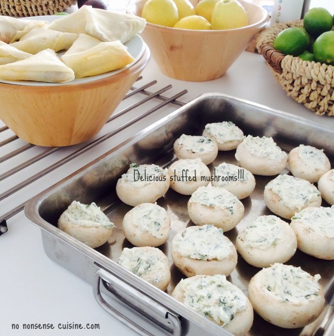 Stuffed mushrooms with text