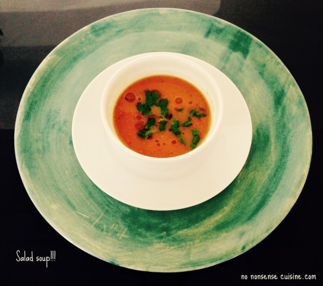 Salad soup with text